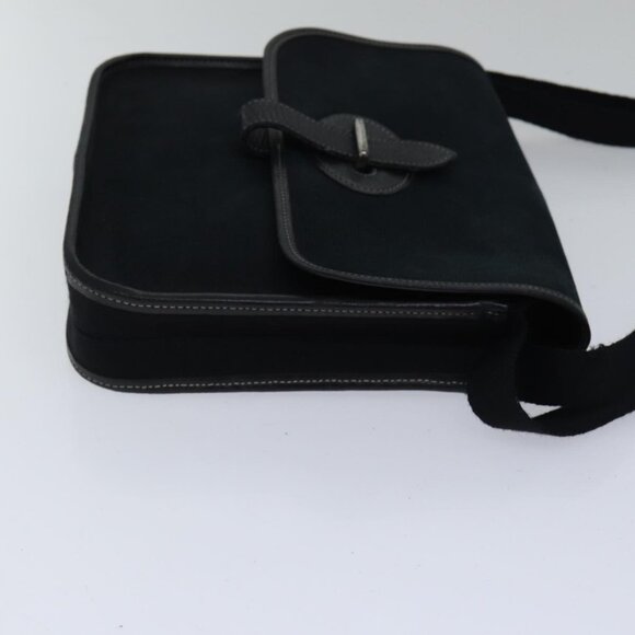 HERMES Buenaventura PM Shoulder Bag Canvas Black Silver Auth - Picture 10 of 14